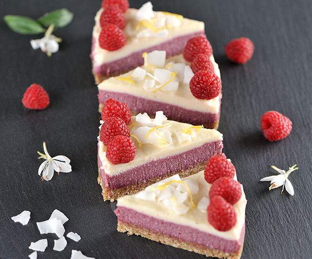 Roher-Himbeer-Kokos-Kuchen