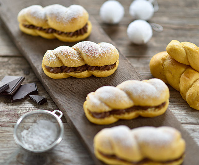 Süßkartoffel-Brioche-Zöpfchen mit Schoko-Nuss-Creme