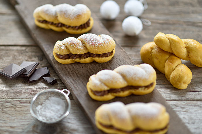 Süßkartoffel-Brioche-Zöpchen mit Schoko-Nuss-Creme