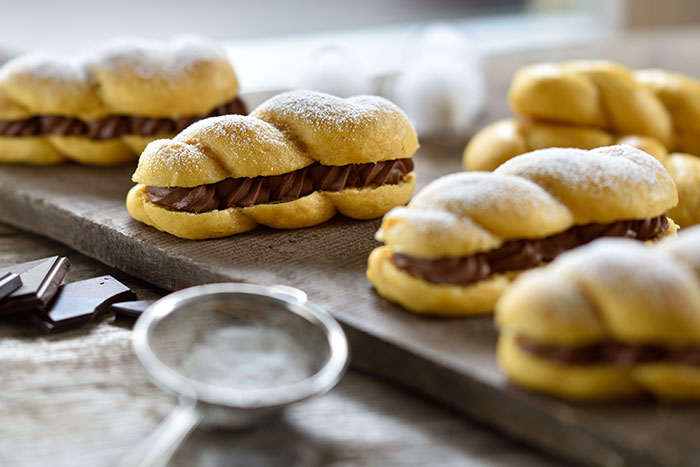 Süßkartoffel-Brioche-Zöpfchen mit Schoko-Nuss-Creme