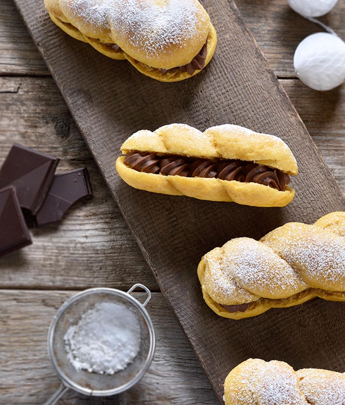 Süßkartoffel-Brioche-Zöpchen mit Schoko-Nuss-Creme